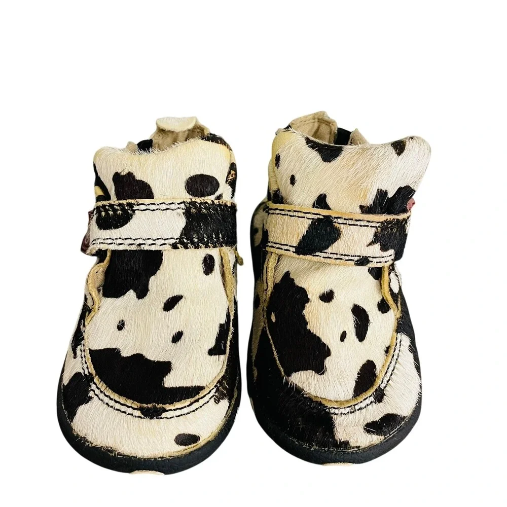 Twisted X Driving Moc Cow Print Hair on Hide Infant Shoes 6M Western Cute